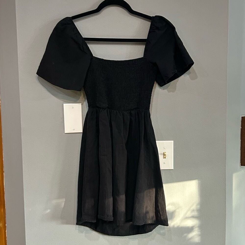 Princess Polly black tie back smocked cut out mini dress size 4‎
